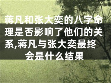 蒋凡和张大奕的八字命理是否影响了他们的关系,蒋凡与张大奕最终会是什么结果