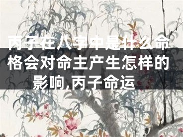 丙子在八字中是什么命格会对命主产生怎样的影响,丙子命运