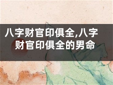八字财官印俱全,八字财官印俱全的男命