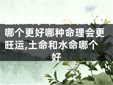 生辰八字中土命和水命哪个更好哪种命理会更旺运,土命和水命哪个好