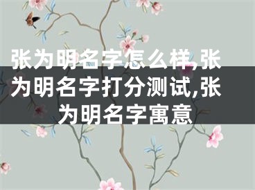 张为明名字怎么样,张为明名字打分测试,张为明名字寓意