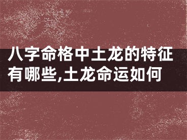 八字命格中土龙的特征有哪些,土龙命运如何