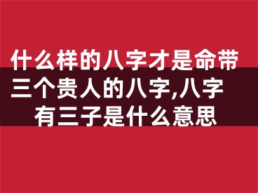 什么样的八字才是命带三个贵人的八字,八字有三子是什么意思