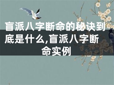 盲派八字断命的秘诀到底是什么,盲派八字断命实例