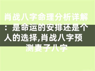 肖战八字命理分析详解：是命运的安排还是个人的选择,肖战八字预测妻子八字