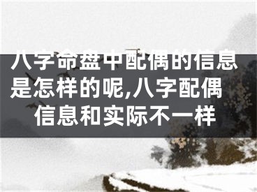 八字命盘中配偶的信息是怎样的呢,八字配偶信息和实际不一样