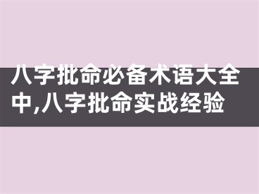八字批命必备术语大全中,八字批命实战经验