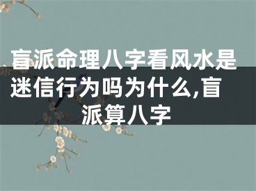 盲派命理八字看风水是迷信行为吗为什么,盲派算八字
