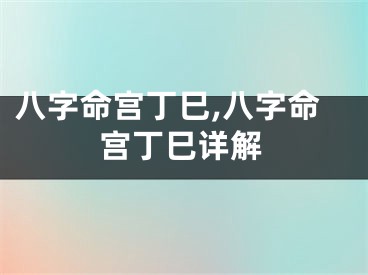 八字命宫丁巳,八字命宫丁巳详解