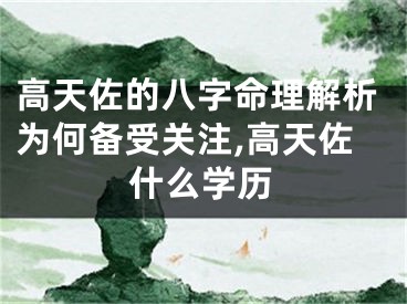 高天佐的八字命理解析为何备受关注,高天佐什么学历