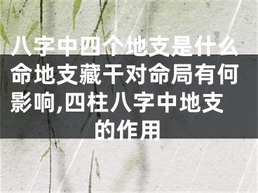 八字中四个地支是什么命地支藏干对命局有何影响,四柱八字中地支的作用