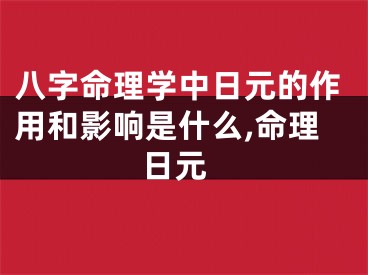 八字命理学中日元的作用和影响是什么,命理 日元