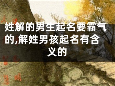姓解的男生起名要霸气的,解姓男孩起名有含义的