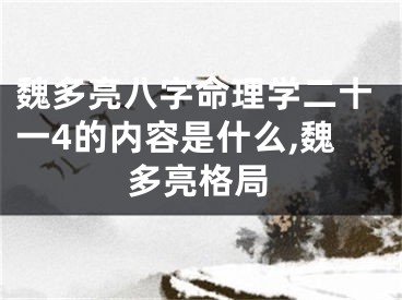 魏多亮八字命理学二十一4的内容是什么,魏多亮格局