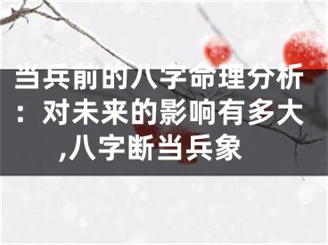 当兵前的八字命理分析：对未来的影响有多大,八字断当兵象