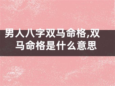 男人八字双马命格,双马命格是什么意思