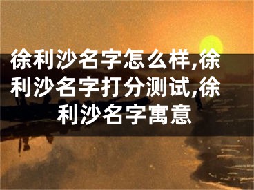 徐利沙名字怎么样,徐利沙名字打分测试,徐利沙名字寓意