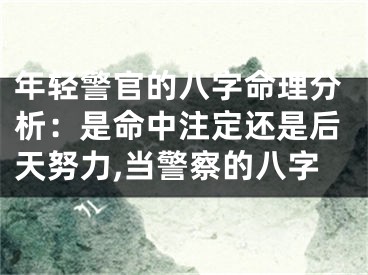 年轻警官的八字命理分析：是命中注定还是后天努力,当警察的八字
