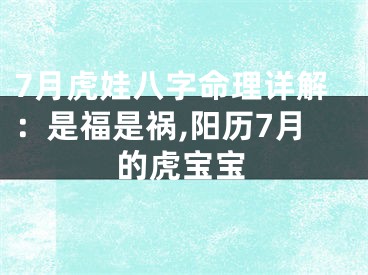7月虎娃八字命理详解：是福是祸,阳历7月的虎宝宝