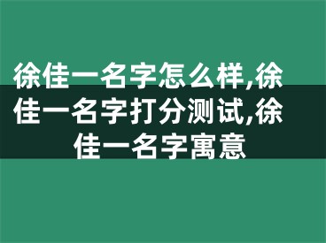 徐佳一名字怎么样,徐佳一名字打分测试,徐佳一名字寓意