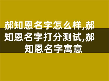 郝知恩名字怎么样,郝知恩名字打分测试,郝知恩名字寓意