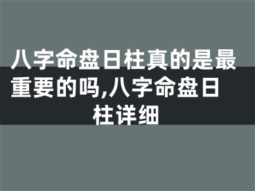 八字命盘日柱真的是最重要的吗,八字命盘日柱详细