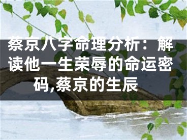 蔡京八字命理分析：解读他一生荣辱的命运密码,蔡京的生辰
