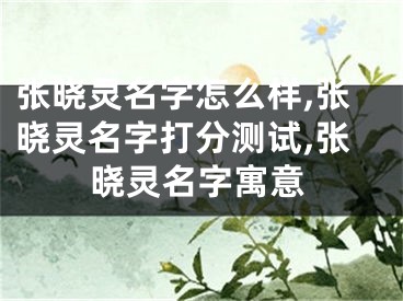 张晓灵名字怎么样,张晓灵名字打分测试,张晓灵名字寓意