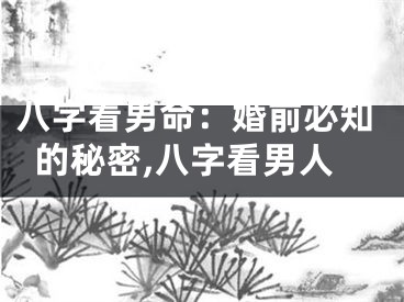 八字看男命：婚前必知的秘密,八字看男人