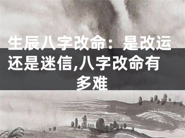 生辰八字改命：是改运还是迷信,八字改命有多难