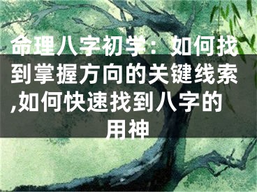 命理八字初学：如何找到掌握方向的关键线索,如何快速找到八字的用神