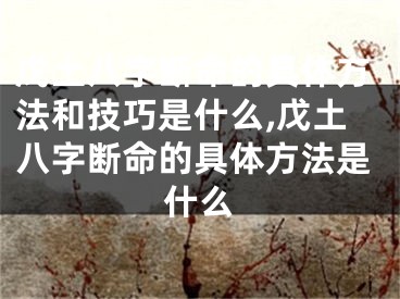 戊土八字断命的具体方法和技巧是什么,戊土八字断命的具体方法是什么