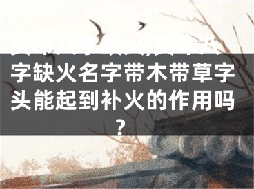 女命八字缺火,女命八字缺火名字带木带草字头能起到补火的作用吗?