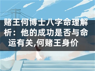 赌王何博士八字命理解析：他的成功是否与命运有关,何赌王身价