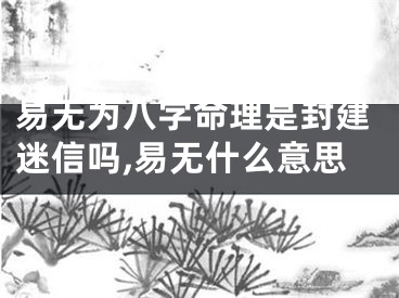 易无为八字命理是封建迷信吗,易无什么意思