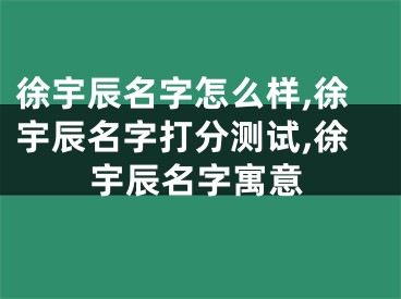 徐宇辰名字怎么样,徐宇辰名字打分测试,徐宇辰名字寓意