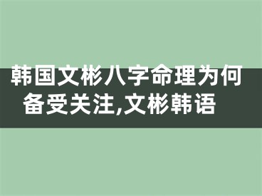 韩国文彬八字命理为何备受关注,文彬韩语