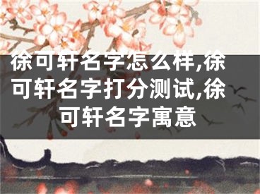 徐可轩名字怎么样,徐可轩名字打分测试,徐可轩名字寓意