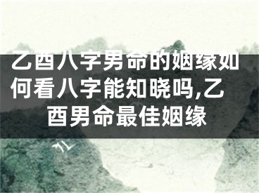 乙酉八字男命的姻缘如何看八字能知晓吗,乙酉男命最佳姻缘