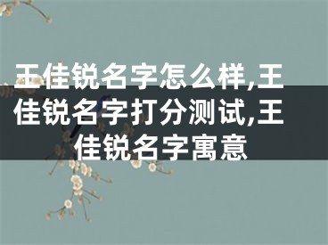 王佳锐名字怎么样,王佳锐名字打分测试,王佳锐名字寓意