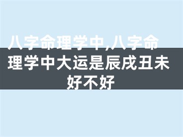 八字命理学中,八字命理学中大运是辰戌丑未好不好