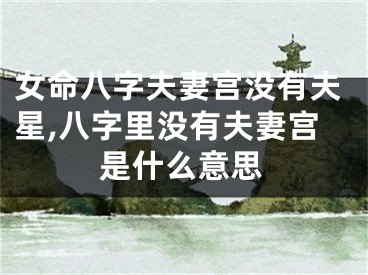 女命八字夫妻宫没有夫星,八字里没有夫妻宫是什么意思