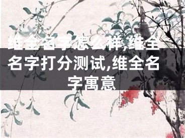 维全名字怎么样,维全名字打分测试,维全名字寓意