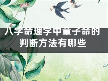 八字命理学中童子命的判断方法有哪些