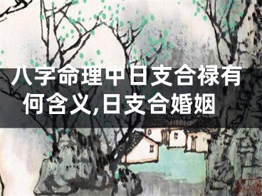 八字命理中日支合禄有何含义,日支合婚姻