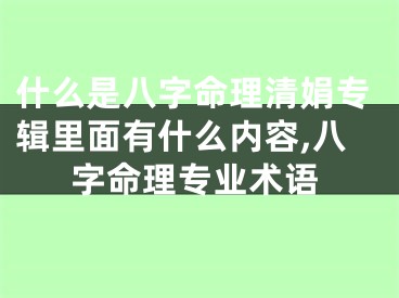 什么是八字命理清娟专辑里面有什么内容,八字命理专业术语