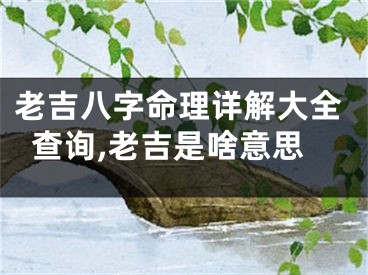 老吉八字命理详解大全查询,老吉是啥意思
