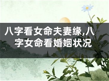 八字看女命夫妻缘,八字女命看婚姻状况