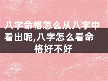 八字命格怎么从八字中看出呢,八字怎么看命格好不好