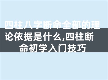 四柱八字断命全部的理论依据是什么,四柱断命初学入门技巧
